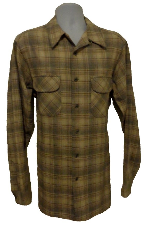 PENDLETON Vintage Brown Wool Shirt Men's Size L Loop by Eagleages