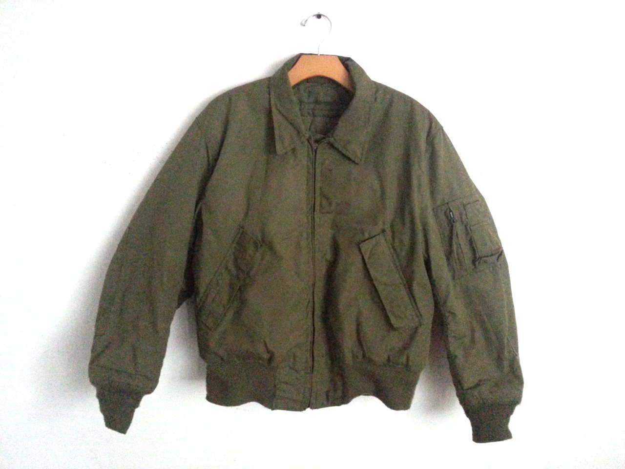 Vintage Military Flight Jacket Army Surplus Olive Drab Medium