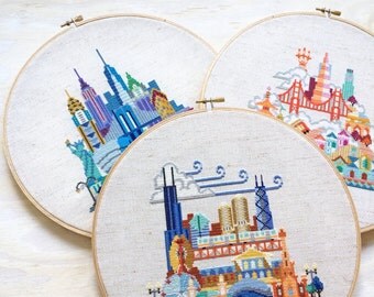 USA Road Trip - Fifteen Dollars USD- Satsuma Street Modern Cross Stitch Pattern PDF - Instant Download