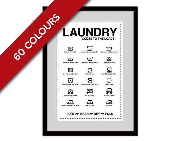 Laundry Symbols Laundry Room Poster Wash and Dry