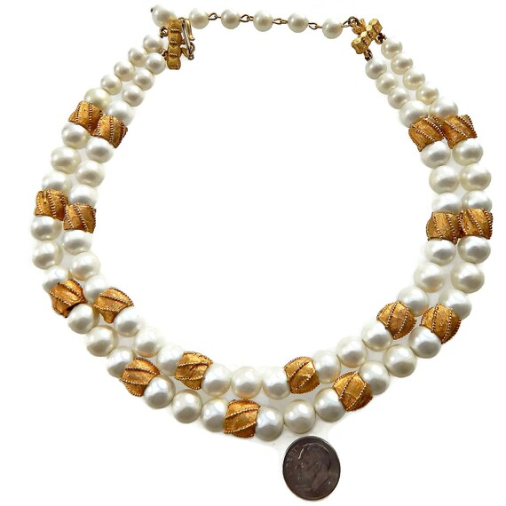 Coro Pearl Necklace with Gold Beads Multi by EclecticVintager