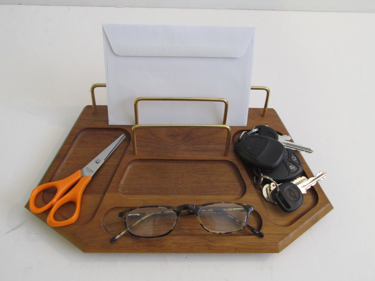 Men's Vanity Tray Dresser Organizer Walnut Valet