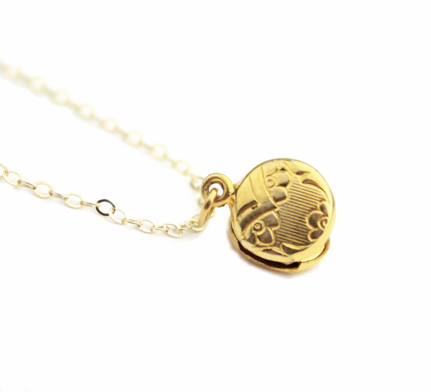 12k Gold Filled HFB Locket / Mini Baby Locket / b8 by JElleVintage