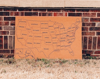 United States Corkboard Map with State Names USA Cork Map Hand
