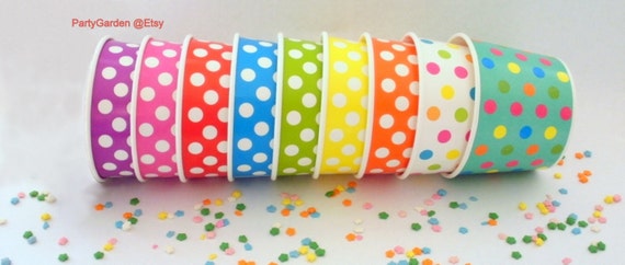 50 Polka Dot Ice Cream Cups - Your Choice of Color - Medium with DIY Labels Il_570xn