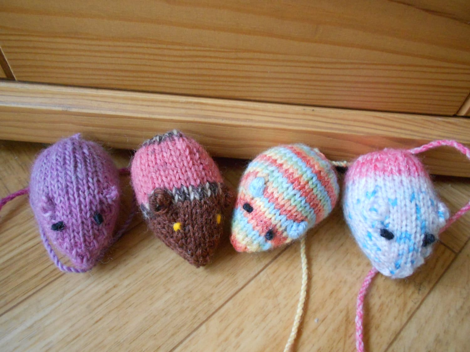 hand knitted cat toys