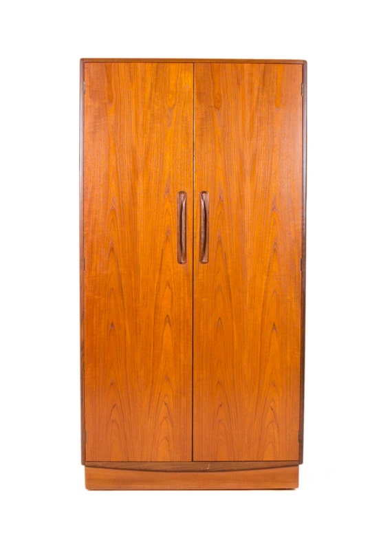 Mid Century Teak Armoire or Wardrobe Storage by ModCenturyVintage