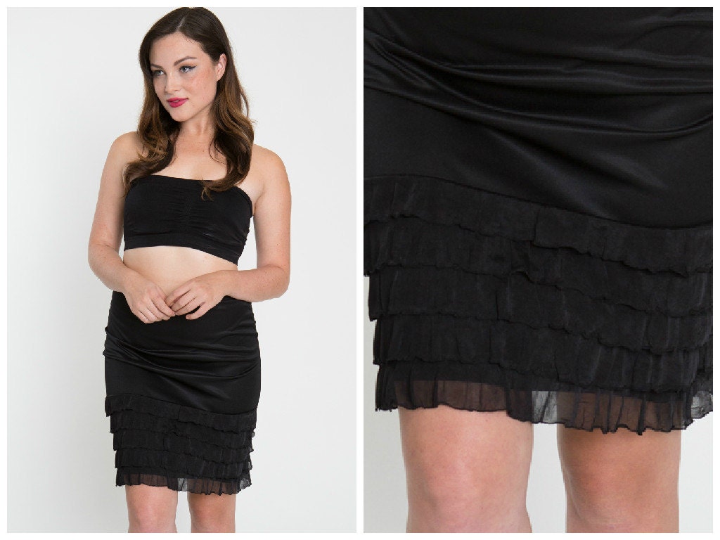 Black Frilly Ruffle Slip Dress Extender All Sizes by kolouri