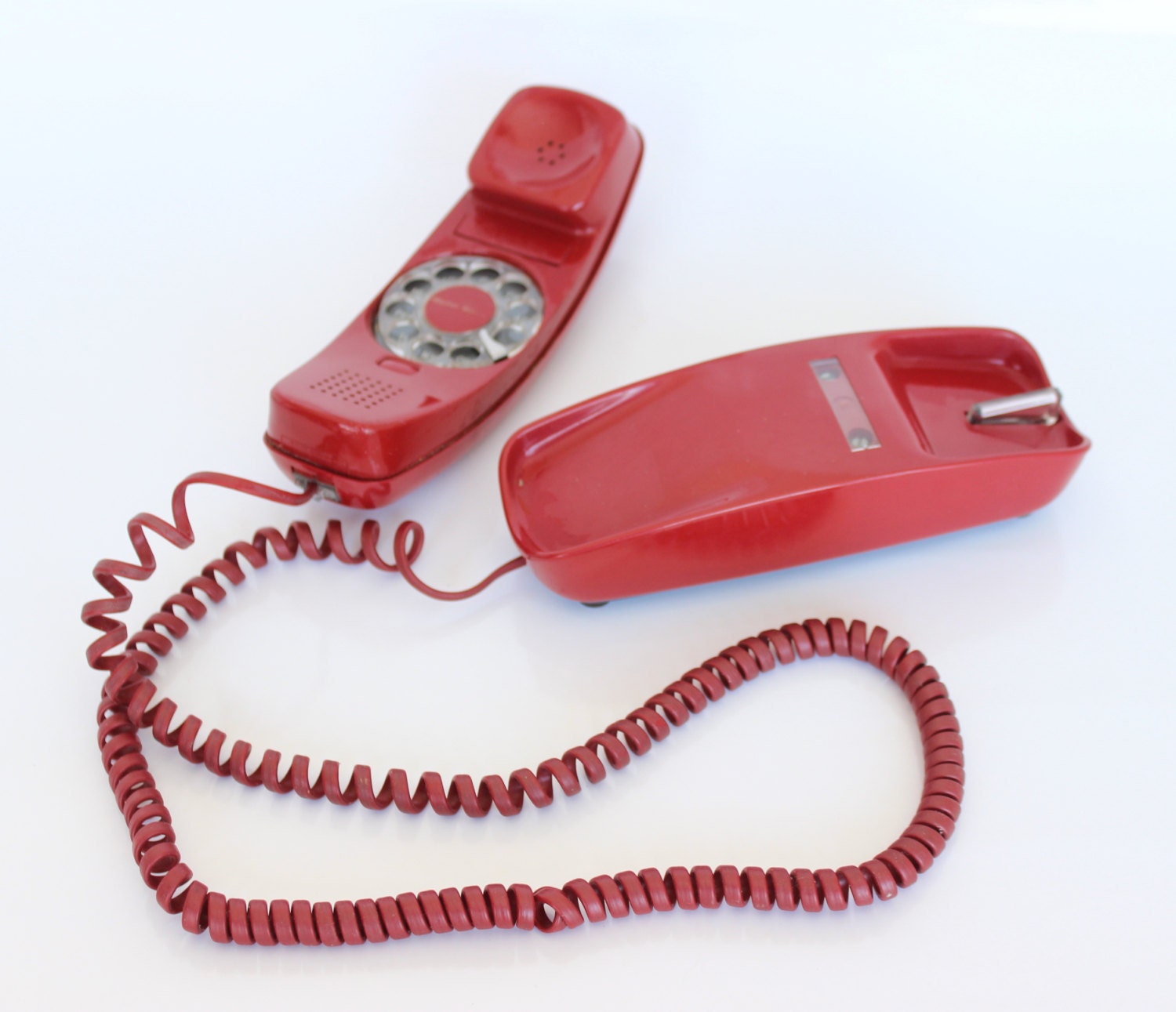 Red Telephone Western Electric Trimline Model Rotary Dial