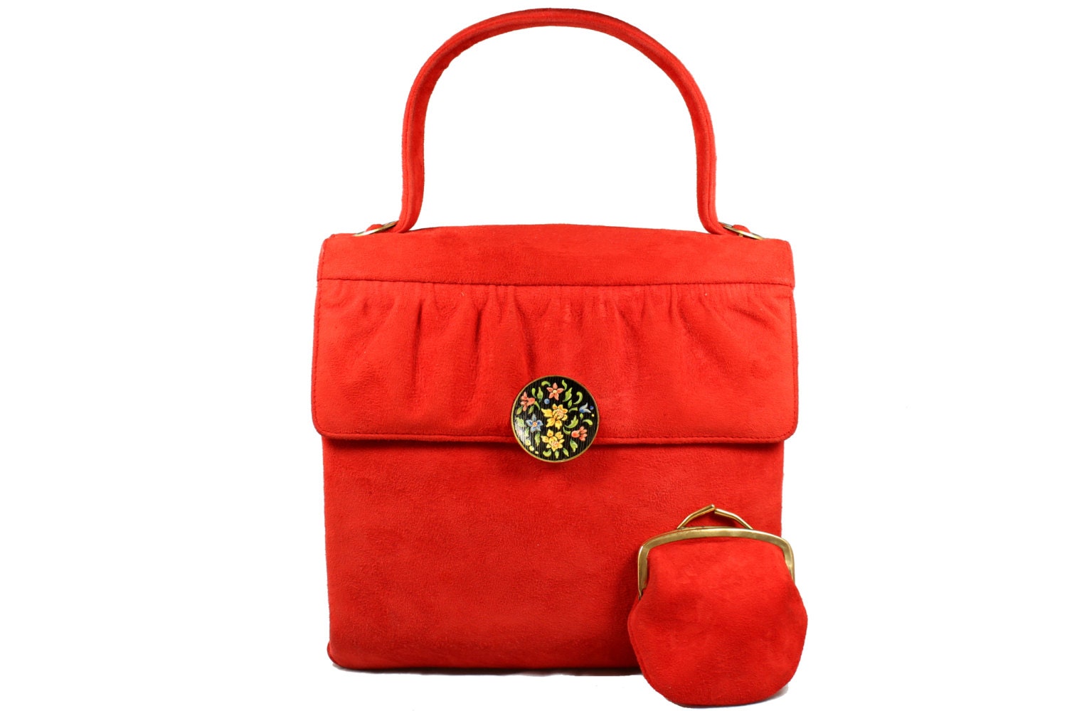 red suede bag