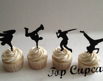 Breakdance Silhouette Cupcake Toppers -12