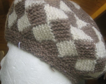 Colored Slouch-Behind baggy beret Entrelac Hat and Crocheted