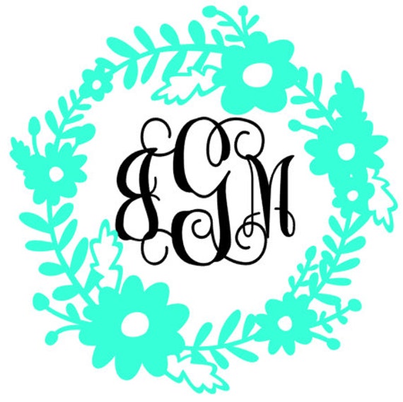 Download Flower Wreath Monogram Decal