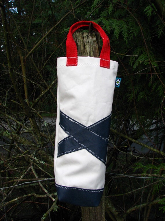 Recycled Nautical Sail Cloth Wine Bag with by ViciousFishesDesigns