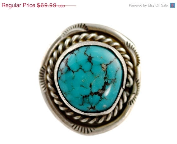 Sale Turquoise Ring Sterling Silver Navajo by Yourgreatfinds