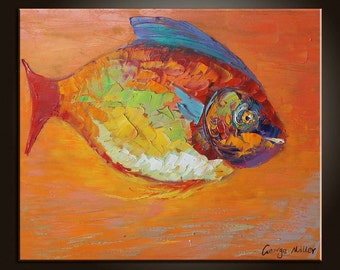 Fish oil painting | Etsy