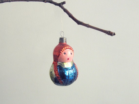 sale christmas tree glass ornament girl with red braids sale christmas tree glass ornament girl with red braids