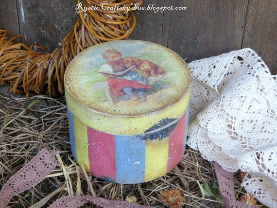 Small Decoupage Wooden Box-Rustic Box-Country Box-Small Vintage Jewelry Box-Farmhouse Box
