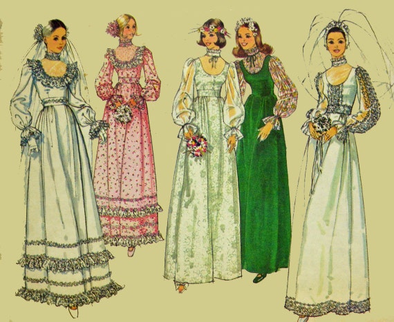 Vintage 70s Wedding  Dress  Pattern  Bohemian Bridal  Gown 