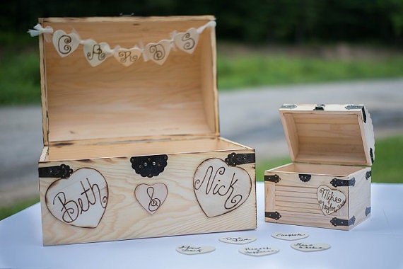 Rustic Wedding Card Box Guest Book Set Rustic Wooden Wedding