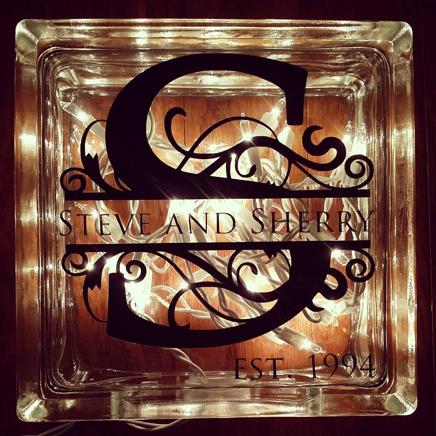 personalized lighted glass block
