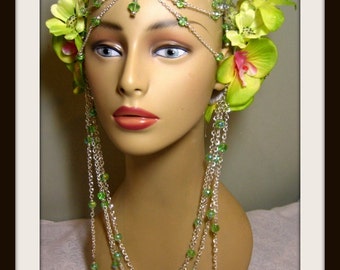 Ready to ship, Headdress, Burning Man Headpiece, Fairy headress, Bellydance, Fantasy Headpiece, Wedding Headpiece, Tribal Headpiece
