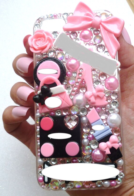 Makeup Case heart pink lipstick hearts by BlingBlingBySharynxx