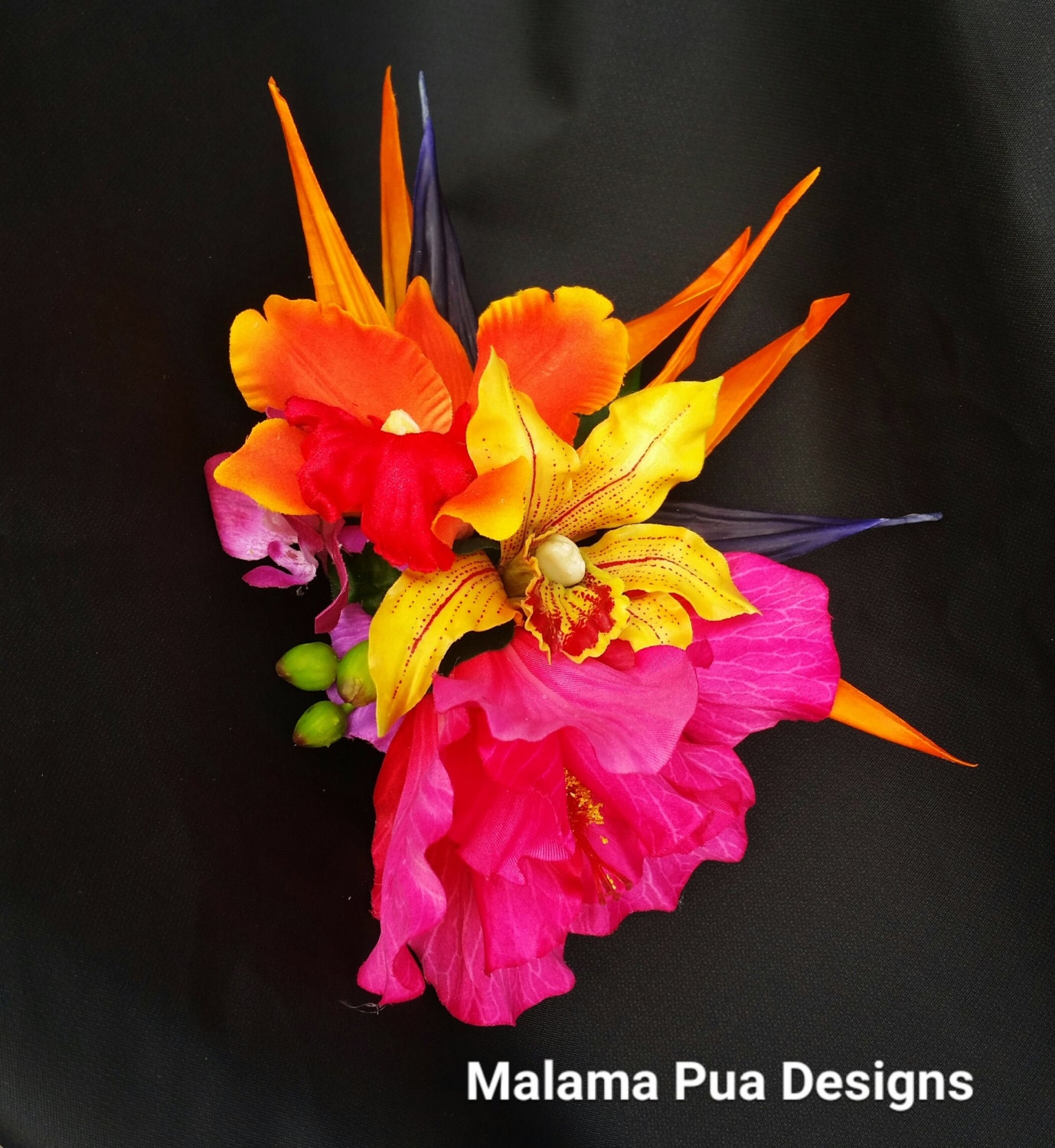 Tropical Flower Headpiece Bridal Hawaiian Orchids By Malamapua