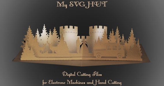 Download 3D SVG PDF Pop up card Castle Wedding DIGITAL download