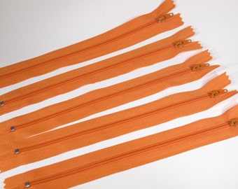 10pc zipper 20cm / 8inch orange closed end (Z9)
