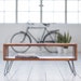 Iroko Midcentury Modern TV Stand / Credenza with raw iron hairpin legs