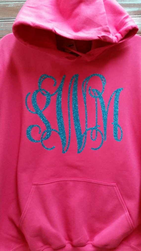 Adult Glitter Monogrammed Hoodies by TwoLittleHootsDesign on Etsy