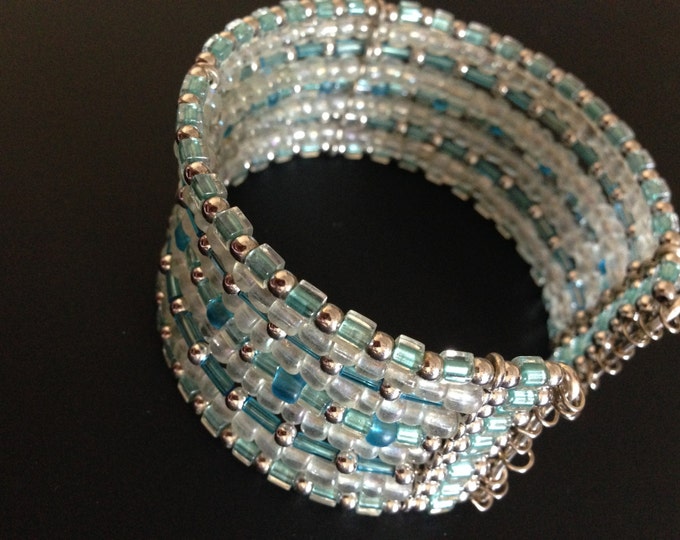 glass and platinum cuff bracelet