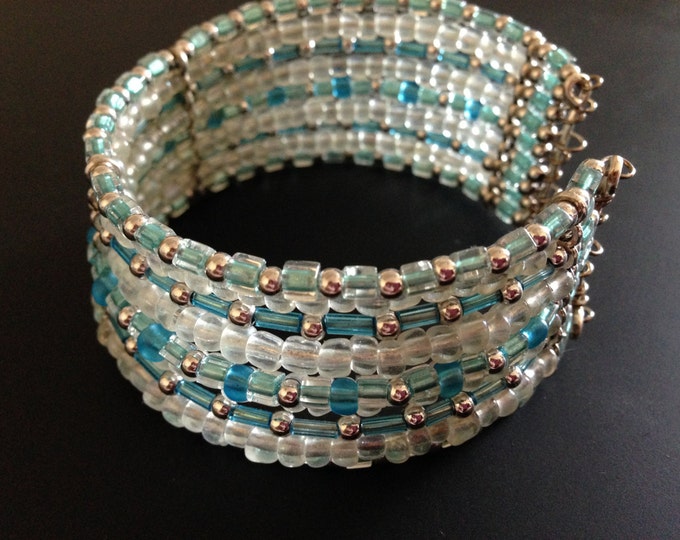 glass and platinum cuff bracelet