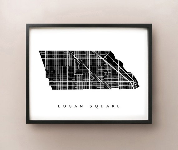 Logan Square Map Chicago Neighbourhood Art Print