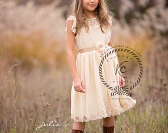 flower girl dress ivory beige flower girl dress girls lace dress lace dress toddler lace dress boho flower girl dress flower girl dress lace