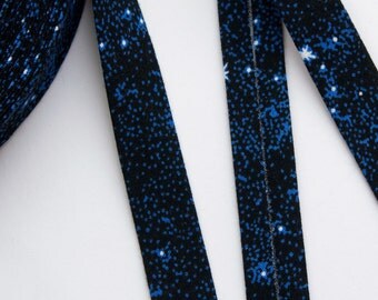Space Bias Tape per Meter - 3/4 inch Bias Tape - 18mm Bias Tape - Galaxy Bias Binding - Galaxy Bias Tape - Biais Star Fabric Star Sky Fabric