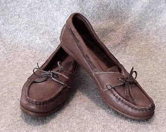 Vintage Pair Women's Mocha Brown SPERRY TOPSIDERS Boat Shoes with Tie Bows Size 5