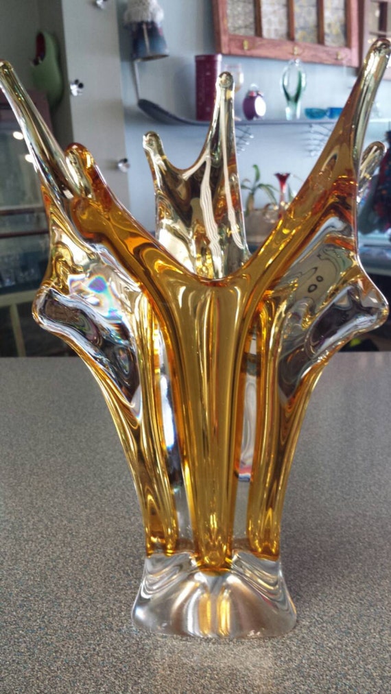 Amber Chalet glass vase by fabandfunky77 on Etsy