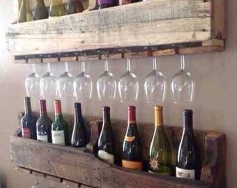 Rustic wine rack reclaimed wood made from recycled pallets 100cm