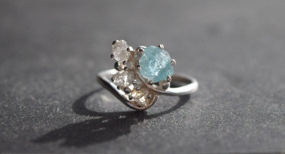 Raw aquamarine engagement rings