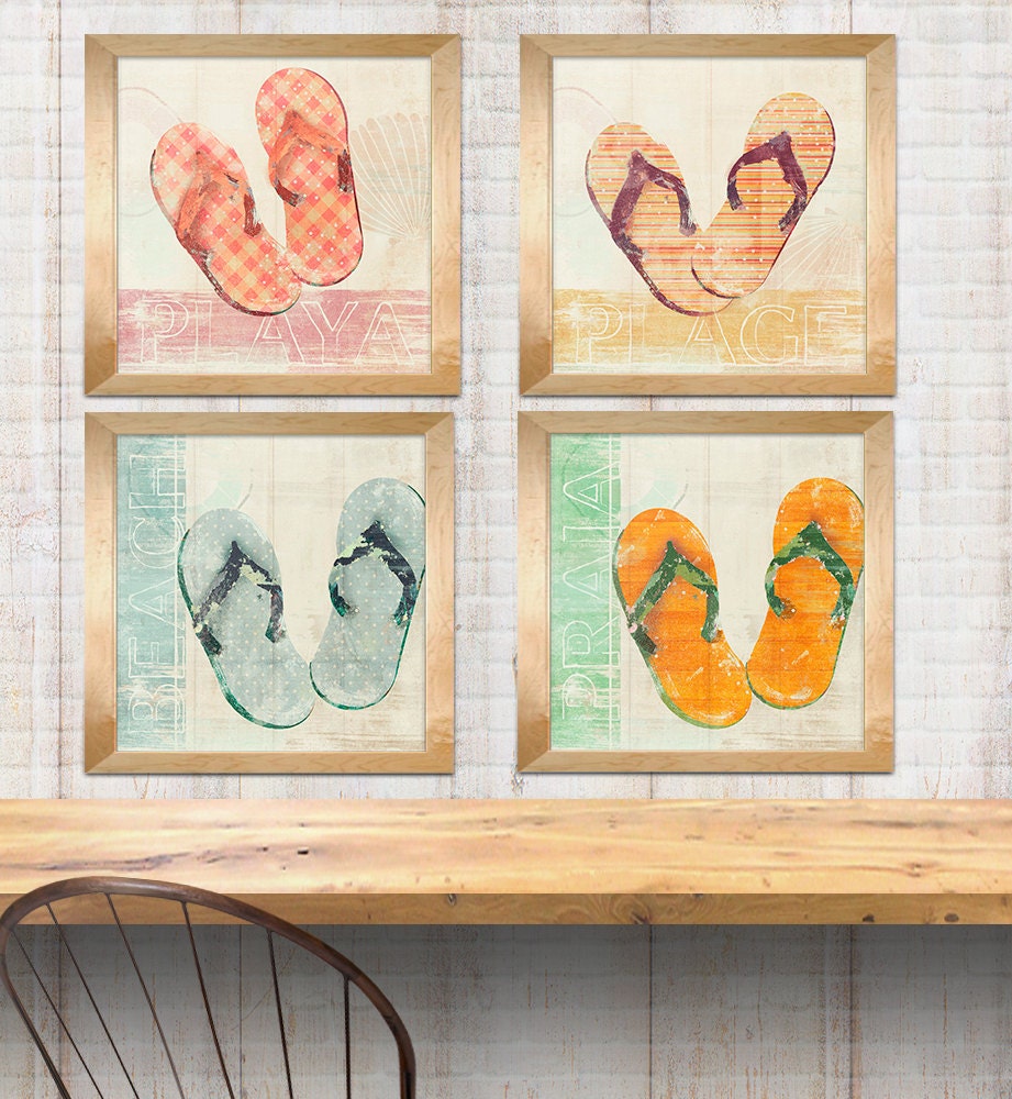 flip flop art prints wall art home decor flip flop art