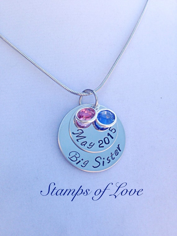 Big Sister Necklace Gift when New Baby Arrives. by StampsofLove4