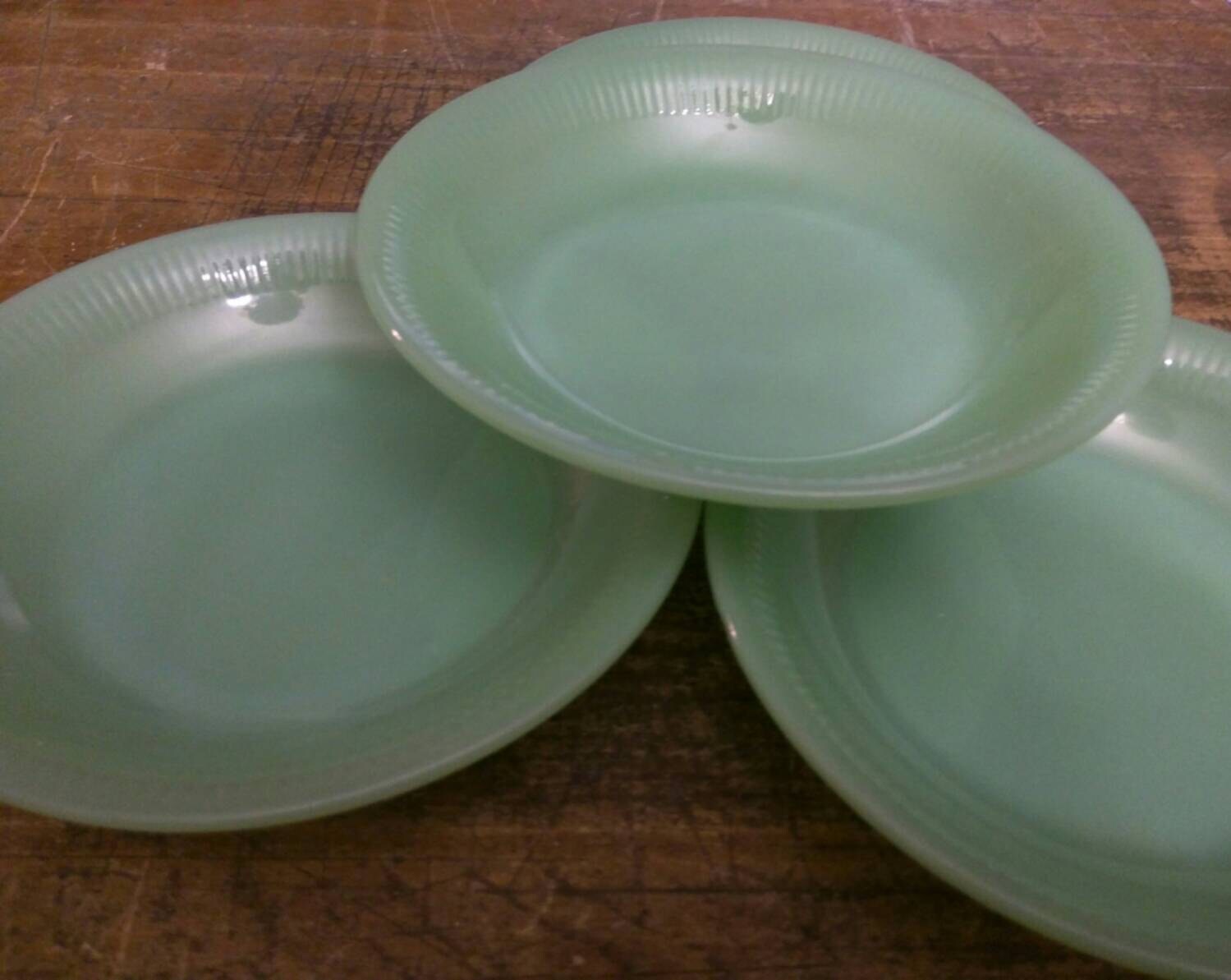 Absolutely Stunning Set of 4 Jadeite Jane Ray Fire King