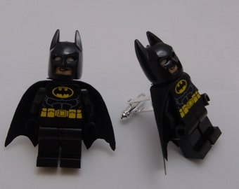 Hand Made NOVELTY Super hero BATMAN Cufflinks~ Ideal Gift WEDDING ~ Same Day Dispatch ~ Made using Lego(r) Compatible Pieces