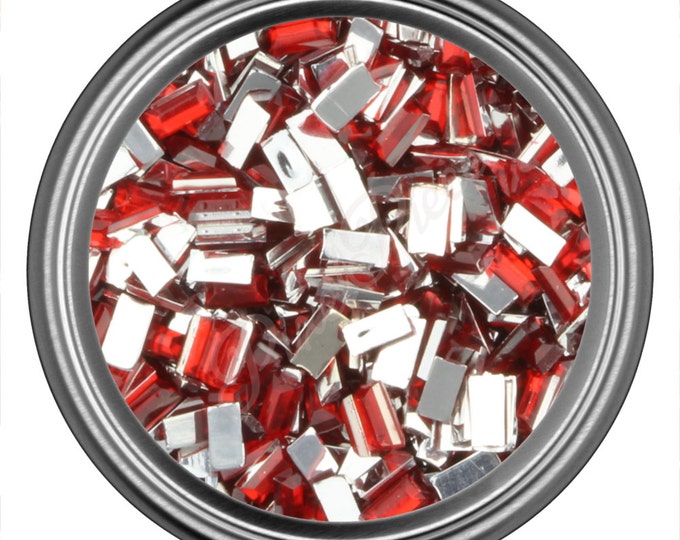 Red Rectangle Rhinestone Gems Flat Back Face Art Nail Art Scrapbook Phone Decoration 3mm