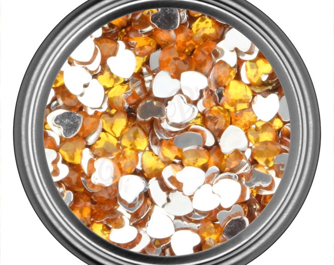 Yellow Heart Rhinestone Gems Flat Back Face Art Nail Art Scrapbook Phone Decoration 3mm