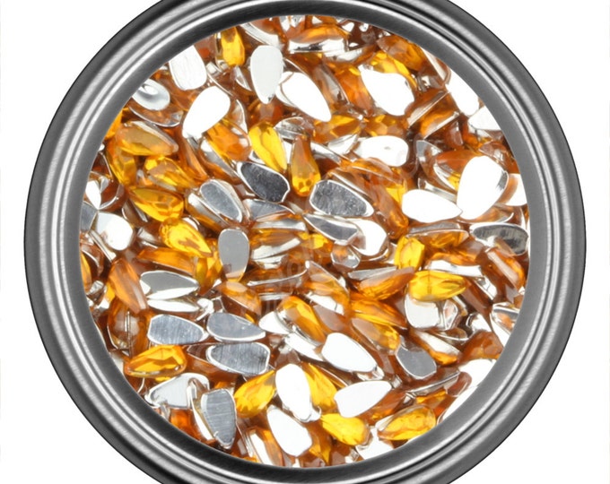 Yellow Tear Drop Rhinestone Gems Flat Back Face Art Nail Art Scrapbook Phone Decoration 3mm