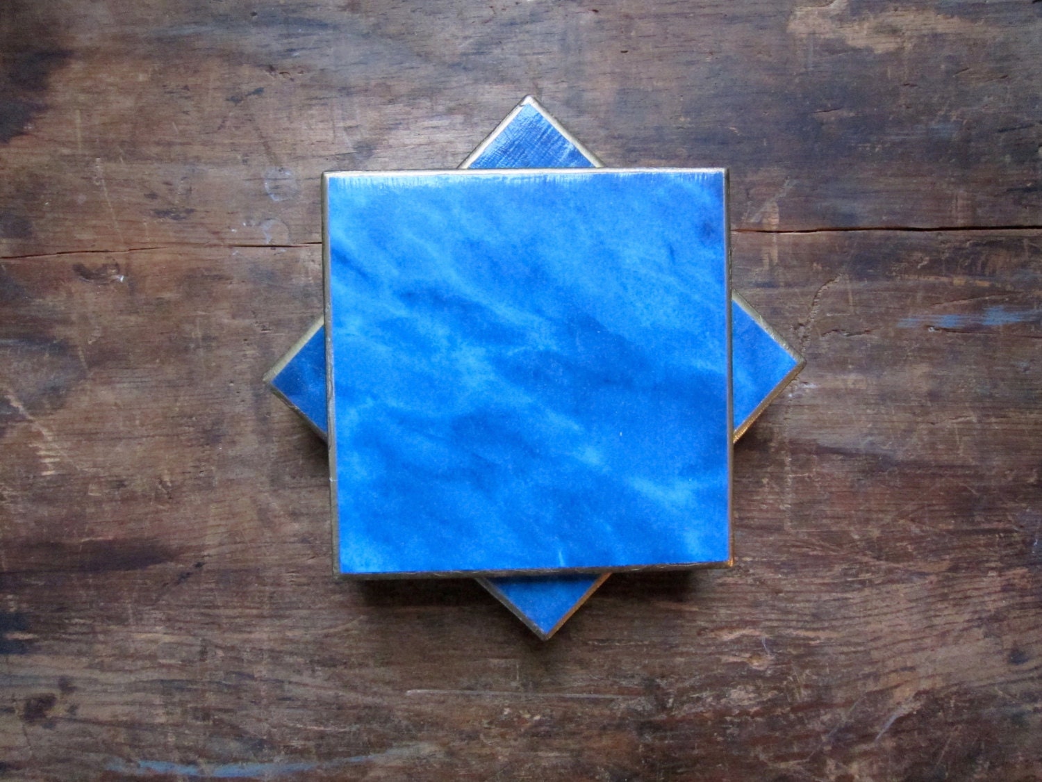 Blue Coasters Gold Coasters Drink Coasters Table by KatieBcoasters