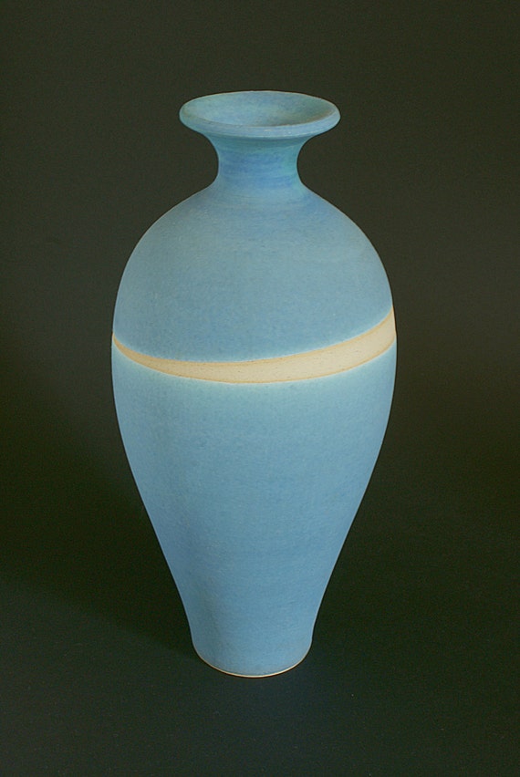 Studio Pottery Blue Vase Cornish Studio Art Pottery